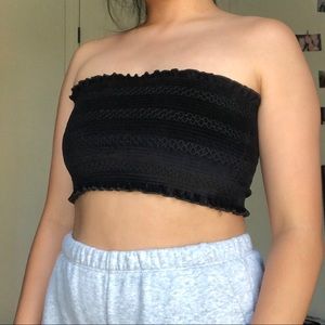 BLACK VELVET BANDEAU TOP